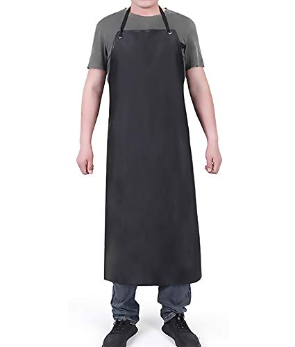 Waterproof Apron Rubber Vinyl, Heavy Duty 43" x 31" Plastic Apron Keeps You Clean and Dry When Dishwashing, Lab Work, Butcher