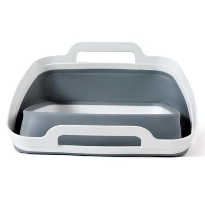 FOSJGO Collapsible Dish Basin with Drain Plug, Foldable Sink, 2.4 Gal (9L) - color: Gray