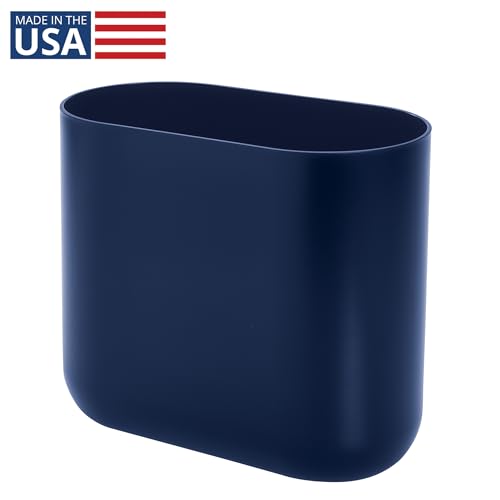 iDesign Small Slim Plastic Bathroom Trash Can, Navy Blue - color: Navy, style: Pack of 1