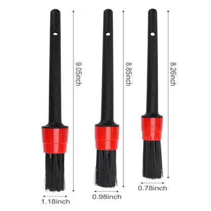 Auto Car Detailing Brush Set Car Interior Cleaning Kit Includes 3 Boar Hair Detail Brush,3 Wire Brush, 3 Air Vent Brush for Cleaning Car Interior Exterior, Dashboard Engines Leather Wheel