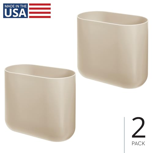 iDesign Small Slim Plastic Bathroom Trash Can, 2-Pack, Brown - color: Taupe, style: Pack of 2