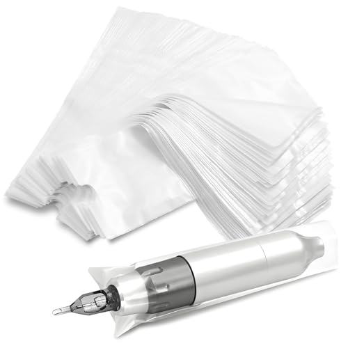 200pcs Tattoo Machine Covers Clear 7.5x2.7 Inch Tattoo Pen Covers Large Machine Bags Sleeves for Tattoo Machine Accessories, Kits & Supplies - color: Clear