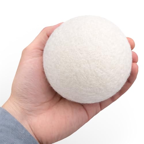 Wool Dryer Balls 6-Pack 100% Natural New Zealand Wool, Handmade in Nepal Reusable Laundry Balls, Faster Drying, Softer Clothes, Anti-Static, Dryer Sheets Alternative (Plain White) - color: Plain White