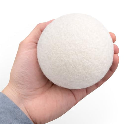 Wool Dryer Balls 6-Pack 100% Natural New Zealand Wool, Handmade in Nepal Reusable Laundry Balls, Faster Drying, Softer Clothes, Anti-Static, Dryer Sheets Alternative (Plain White) - color: Plain White