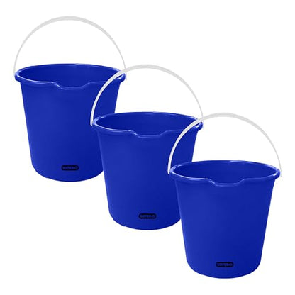 Superio 2.75 Gallon Bucket, Plastic Cleaning Pail with Handle, Car Wash Bucket, Small Utility Bucket for Mopping, Fishing, Camping & Household Use, Durable, Blue - 3 Pack - color: Blue, size: 3 Pack