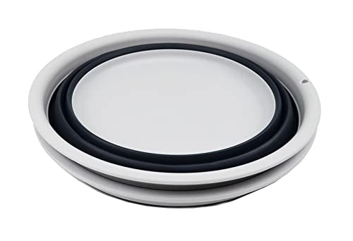 SAMMART 7.5L (1.98 Gallon) Collapsible Tub - Foldable Dish Tub - Portable Washing Basin - Space Saving Plastic Washtub (Grey/Slate Grey (Set of 2)) - color: Grey/Slate Grey (Set of 2)