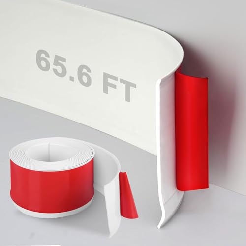 DGSL Flexible Baseboard Trim 4"x 65.6ft Self Adhesive Vinyl Wall Base White - color: White, size: 4 In x 65 Ft