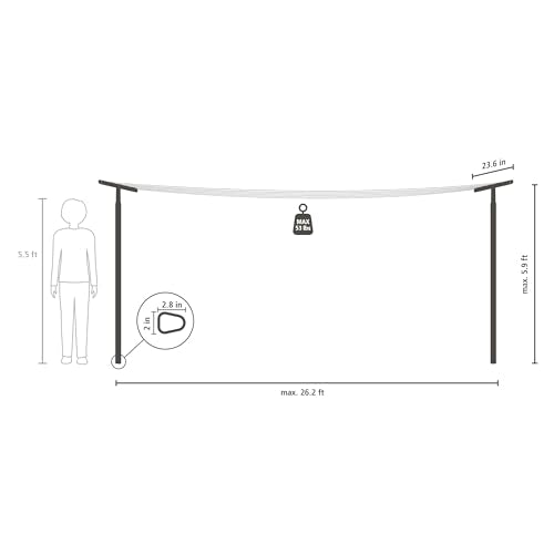 Brabantia Hangout Clothesline with Aluminium Poles 164ft/50m (Black), Washing Line for Outdoor Use, Clothing Line for Airing Laundry