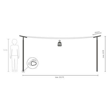 Brabantia Hangout Clothesline with Aluminium Poles 164ft/50m (Black), Washing Line for Outdoor Use, Clothing Line for Airing Laundry