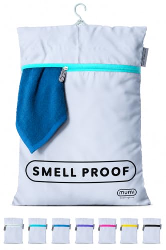 MUMI Smell-Proof Travel Laundry Bag with Folding Hanger, Aqua - color: Aqua