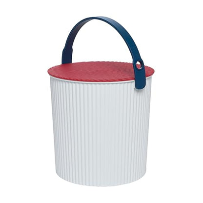 Hachiman Large Bucket, 2.6 Gallon Heavy Duty Bucket with Lid & Handle - color: White, Red, Blue, size: Large