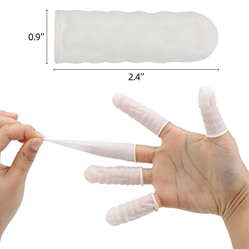 acDesign 300Pcs Finger Cots LargeLatex Finger Cots White Finger Protectors for Injured Finger,Cracked Finger,Sports - size: Large