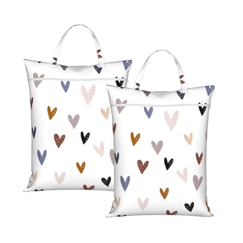 "funny cute heart 2-Pack Travel Laundry Bags for Dirty Clothes- Large Waterproof Laundry Tote, Wet & Dry Use, Reusable Foldable Carry Handles for Vacation, Gym & Dorm" - color: Funny Cute Heart