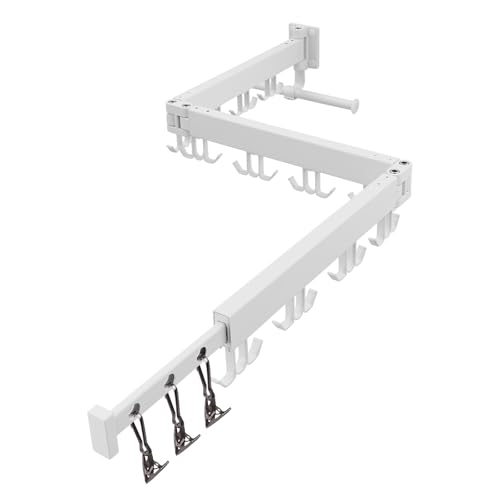 RFOUO Wall Mounted Clothes Drying Rack Tri-Fold, White - color: White-upgrade