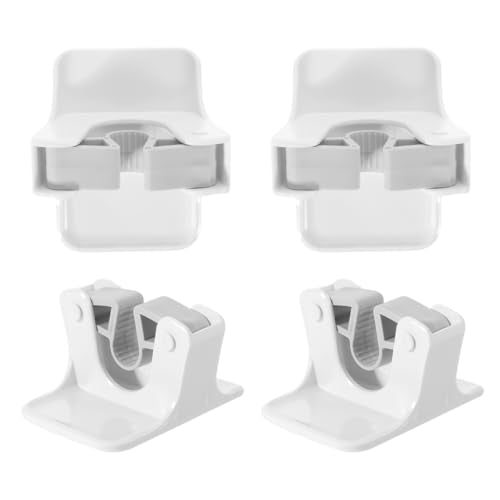 Amosfun 4Pcs Broom Holder Wall Mount Mop Grippers No Drilling Anti-Slip Mop Handle Hanger Self Adhesive Dustpan and Broom Organizer Rack