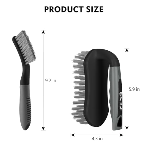 SetSail Scrub Brush, Stiff Bristle Cleaning Scrubber, 4 Pack(Black Grey) - color: Black Grey, size: 4-pack
