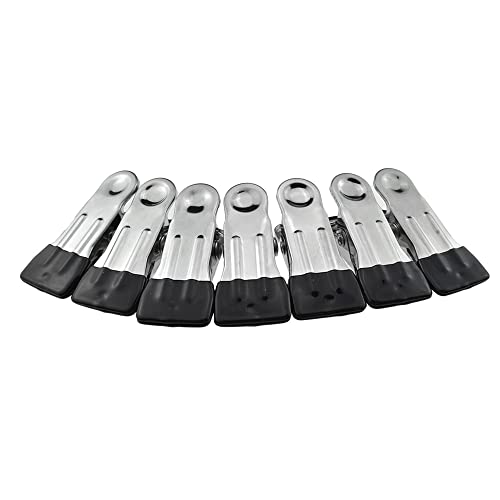 Hahiyo Stainless Steel Clothespins Sock Clip Laundry 2.2inch Length with Spring Strong Grip Windproof Easy Pinch Hang Handy Save Space Not Damage Leave Pinch Mark for Clothesline Towel Black 7PCS - color: Black