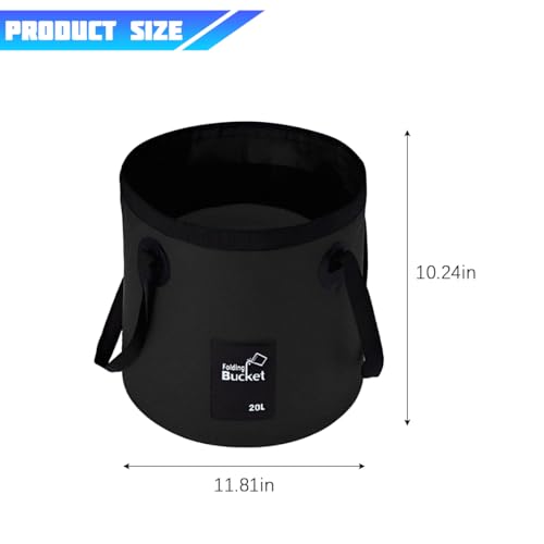Bittwee 20L 5 Gallon Car Collapsible Bucket with Handle, Outdoor Vehicle Washing Water Folding Container, Leakproof Portable Automotive Wash Basin, Universal for SUV RV Truck (Black) - color: Black