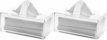 Clear Acrylic Tissue Box Holder with Cover Facial Tissue Dispenser Box Case for Countertop,Clear Plastic Dryer Sheet Container Napkin Organizer for Bathroom, Kitchen,Home,Rectangle (Pack of 2) - size: 10"X5.2"X4"(Rectangle) (Pack of 2)
