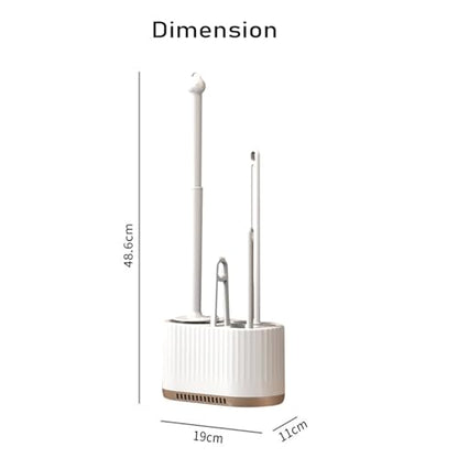 Basaza Toilet Brush and Holder Set Toilet Bowl Cleaning Brush and Holder for Bathroom 4 in 1 White Toilet Bowl Cleaner Brushes & Holders Floor Standing or Wall Mounted - color: #Aa White 4 in 1 Toilet Brush and Holder Set