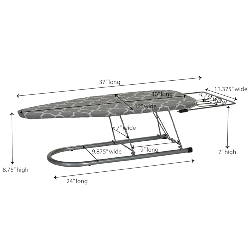 Household Essentials Tabletop Ironing Board, Durable Board with Iron Rest, Includes Door Hang, Perfect for Dorms and Small Spaces, Gray and White - color: Grey/White