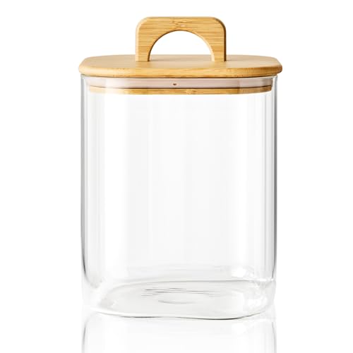 Sweejar 3 qt Glass Jars for Laundry Room Organization, 96 oz Laundry Pods Container, Glass Food Storage Jars with Airtight Lid, 1 Pack, Hand Lid - style: 3qt(0.75gal) 1pcs