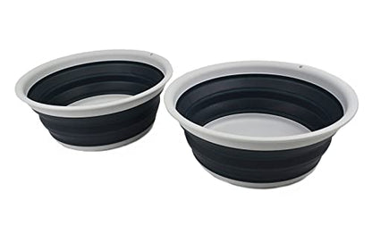 SAMMART 7.5L (1.98 Gallon) Collapsible Tub - Foldable Dish Tub - Portable Washing Basin - Space Saving Plastic Washtub (Grey/Slate Grey (Set of 2)) - color: Grey/Slate Grey (Set of 2)