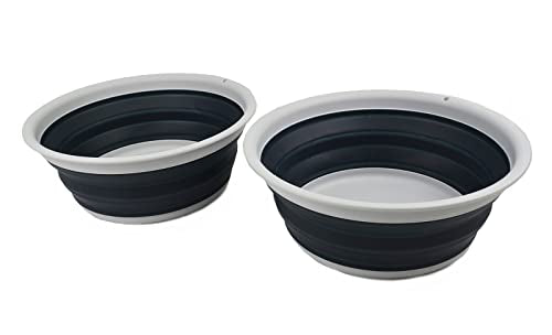 SAMMART 7.5L (1.98 Gallon) Collapsible Tub - Foldable Dish Tub - Portable Washing Basin - Space Saving Plastic Washtub (Grey/Slate Grey (Set of 2)) - color: Grey/Slate Grey (Set of 2)