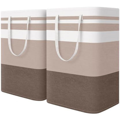 HomeHacks 2 Pack Large Laundry Baskets, Laundry Hampers Bags (Khaki 75Lx2) - color: Brown, size: 75L