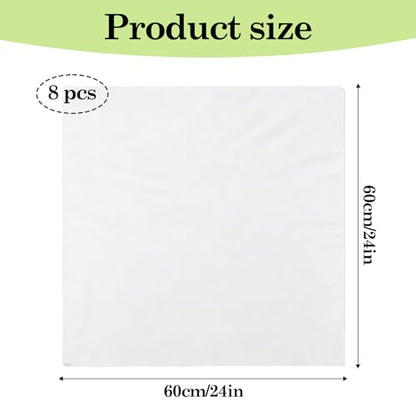 Klmnop 8 Pcs 24"x24" Pure Cotton Pressing Cloth for Ironing, Heat-Resistant Press Cloth for Ironing Cotton, Protects Clothes & Sheer Fabrics for Sewing, Protector Press Tool(White)