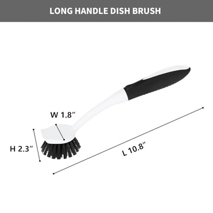 Dish Brush with Handle, 2 Pack Scrub Brushes, Black - color: Black