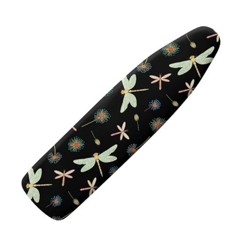 Dragonfly Ironing Board Cover and Pad with Tightening Straps Hook and Loop, Iron Replacement Cover Cozy Nose Pocket - color: Dragonfly