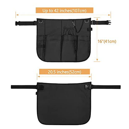 LoDrid Professional Cleaning Apron with 9 Pockets and Waist Belt, Black - color: Black