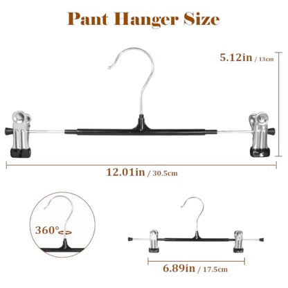 Pants Hangers with Clips, 20 Pack 12.01 inch Heavy Duty Metal Hangers, Adjustable Skirt Hangers for Women, Space Saving Non-Slip for Pants,Socks,Jeans and Skirts - size: 20 Pack