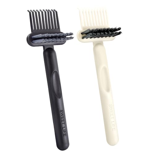 2 Pack Hair Brush Cleaning Tool, 2-in-1 Cleaner Tool, Portable Cleaning Tool Set for Brush Comb Keyboard, Remover Rake for Removing Hair Dust, Home and Salon Use(Black&White) - color: Cleaner-2PcsBlack&White