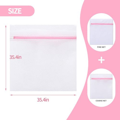 Extra Large Mesh Laundry Bags Washing Bag 2Pack Delicates Bag and Zipper Laundry Bag Jumbo for Washing Machine Large Mesh Bags for Blankets, Bedding, Coats, Toys (2PCS-XXXL) - size: XX-Large