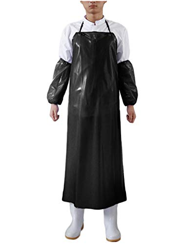 Surblue Waterproof Apron Anti-Corrosion Work Safe Apron Black Apron&Sleeves Set - color: Black Apron&sleeves Set