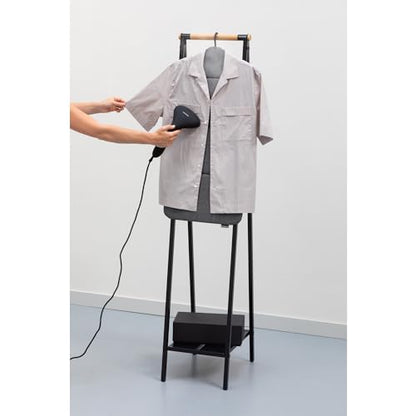 Brabantia - Foldable Steam Board - for High Pressure Clothes Steaming - Solid Heat Resistant Surface - Versatile Hanging Hook - Easier Steaming with Handheld Steamers - 36 x 16 inches - Pepper Black - color: Pepper Black, style: Foldable Steam Board