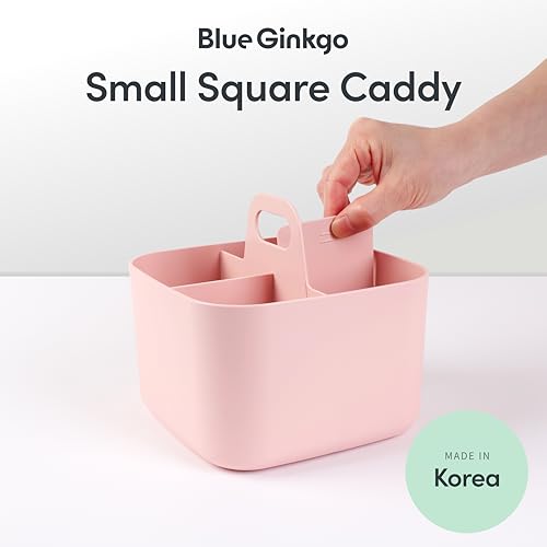BLUE GINKGO Stackable Organizer Caddy, Square, Pink, Made in Korea - color: PINK, size: Square