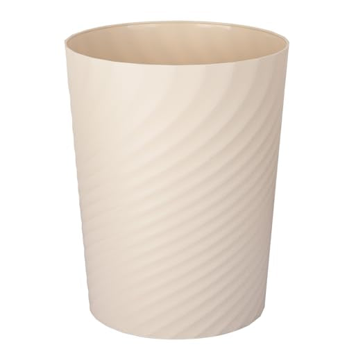 UUJOLY Plastic Small Bathroom Trash Can Wastebasket Garbage Can, Beige - color: Beige, size: 1.8 Gallon/1 Pack