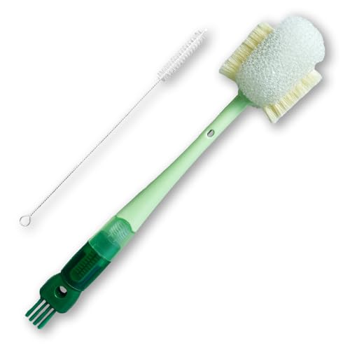 2 Pcs Water Bottle Brush Cleaner Set, 5 in One Bottle Cleaning Brush - color: Green