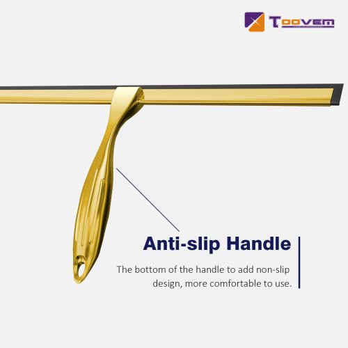TOOVEM 14 Inch Shower Squeegee for Glass Doors, Window, Bathroom (Gold) - style: Gold 14 inch