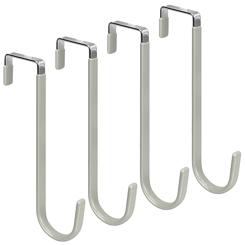 FYY Over the Door Hooks, Single-Hanger 4 Pack, Fits Doors 1.6" Grey - color: A Grey, size: Long, style: 4 Pack