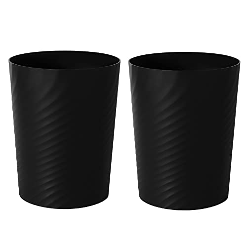 Plastic Small Bathroom Trash Can Wastebasket Garbage Can, Black, 2 Pack - color: Black, size: 1.8 Gallon/2 Pack