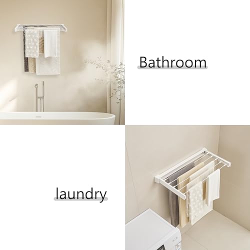 JOOM Wall Mounted Clothes Drying Rack, 27.5 Inch Foldable Rack, White - size: 27.5in