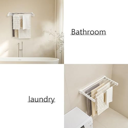 JOOM Wall Mounted Clothes Drying Rack, 27.5 Inch Foldable Rack, White - size: 27.5in