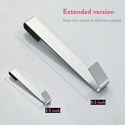 Extended Shower Door Hooks 6.5 Inch, Over Shower Door Hook for Bathroom, Towel Hooks, Suit for Frameless Glass Shower Door 0.39" (10 mm) Stainless Steel Brushed, 3 Pack - color: Brushed, size: Extended