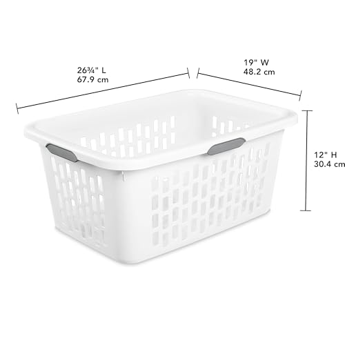 2-Bushel Plastic Laundry Hamper with 4 Ergonomic Handles – BPA-Free, Spacious Design for Household Use, White - color: Bright white 1pc