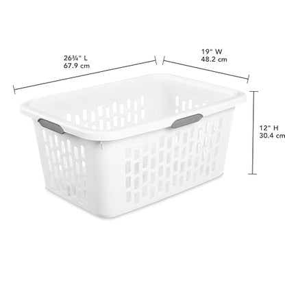 2-Bushel Plastic Laundry Hamper with 4 Ergonomic Handles – BPA-Free, Spacious Design for Household Use, White - color: Bright white 1pc