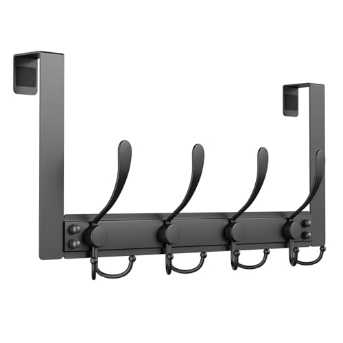 Heavy Duty Over The Door Towel Rack for Bathroom, Black Door Towel Hanger - color: Black